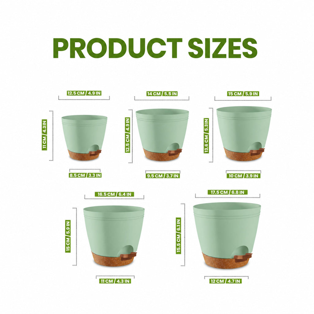 Self Watering Pots for Indoor Plants 6.8"/6.4"/5.9"/5.5"/4.9" Set of 10, Planters for Indoor Plants, Small Multi-Size