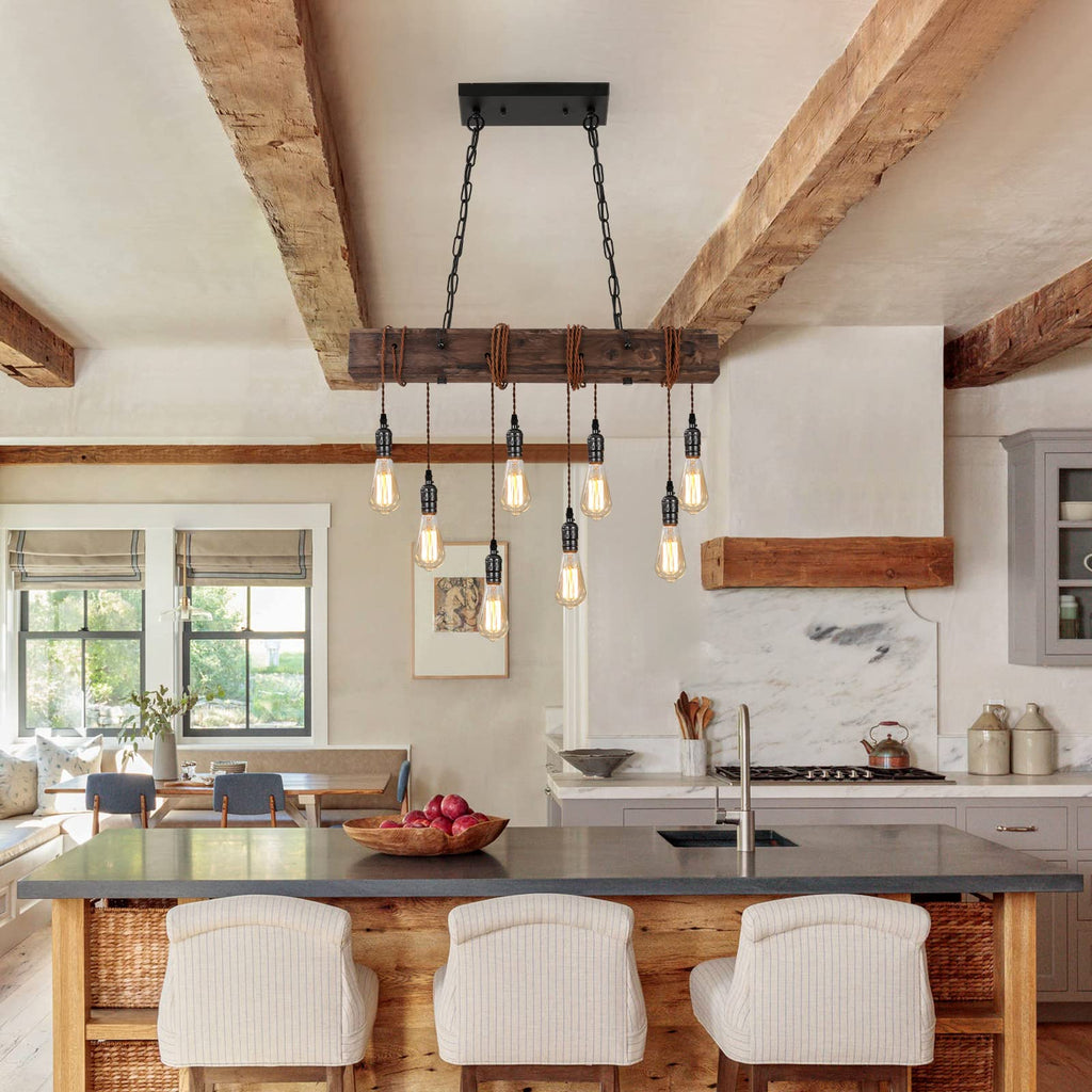 8-Light Rustic Chandeliers, Wood Chandelier
