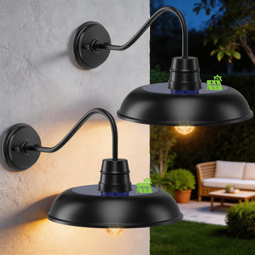 Solar Barn Light for Outside, 12 Inch Solar Gooseneck Barn Light