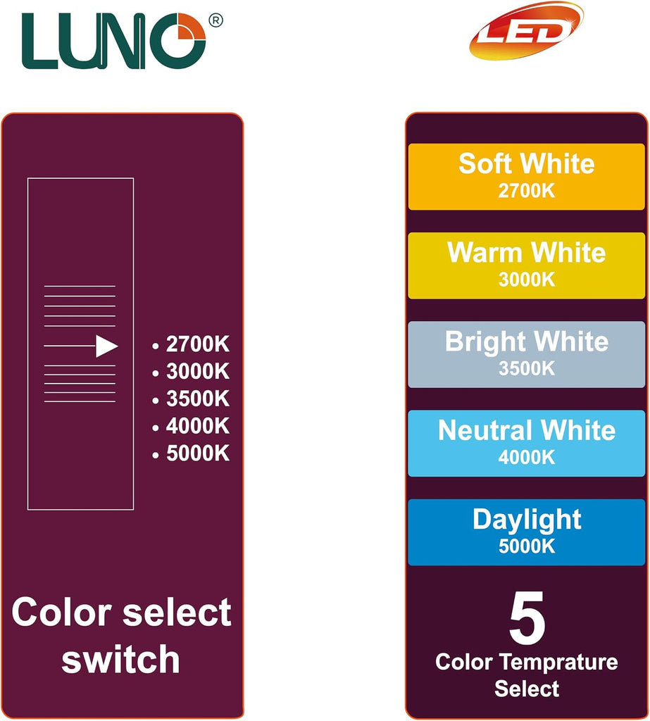 R20 Dimmable LED Bulb, Color Selectable, 7W (50W Equivalent), 500 Lumens, 2700K, 3000K, 3500K, 4000K, 5000K, 5CCT, UL