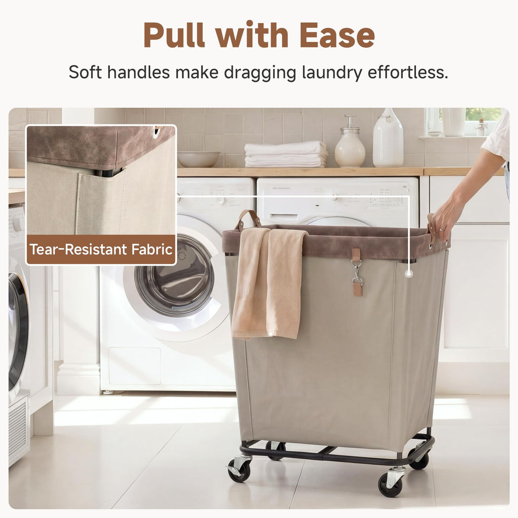 210L Laundry Basket with Wheels, Rolling Hampers for Clothing