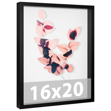 Large 16x20 Shadow Box Frame with Soft Linen Back - Memory Display Case, Shatterproof Plexiglass, 12 Push Pins