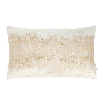 Ivory Cream Gold Metallic Jacquard Lumbar Throw Pillow Cover 12x20, Velvet Back, Modern Glam Decorative Cushion Cover