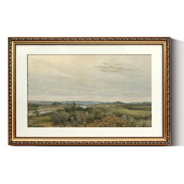 Vintage Gold Framed Large Wall Art, Trees Landscape River, 16x24In