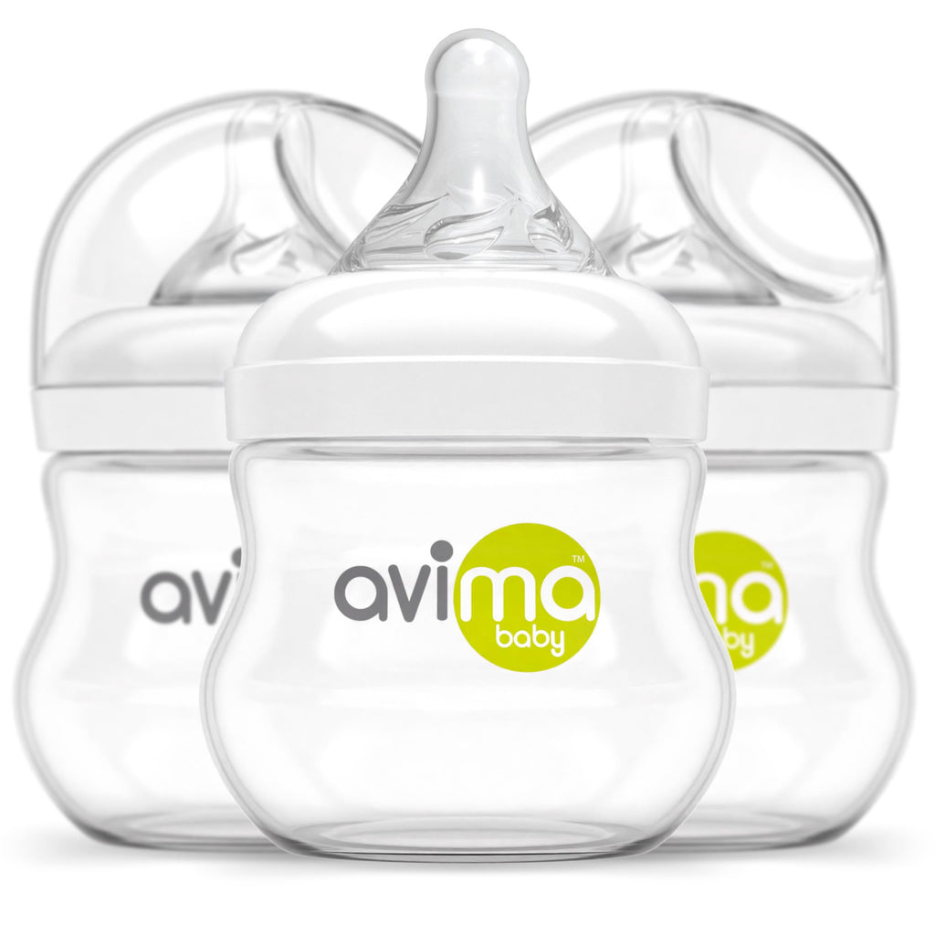 4 oz Anti Colic Baby Bottles with Slow Flow Nipples. 0-3M (Set of 3)