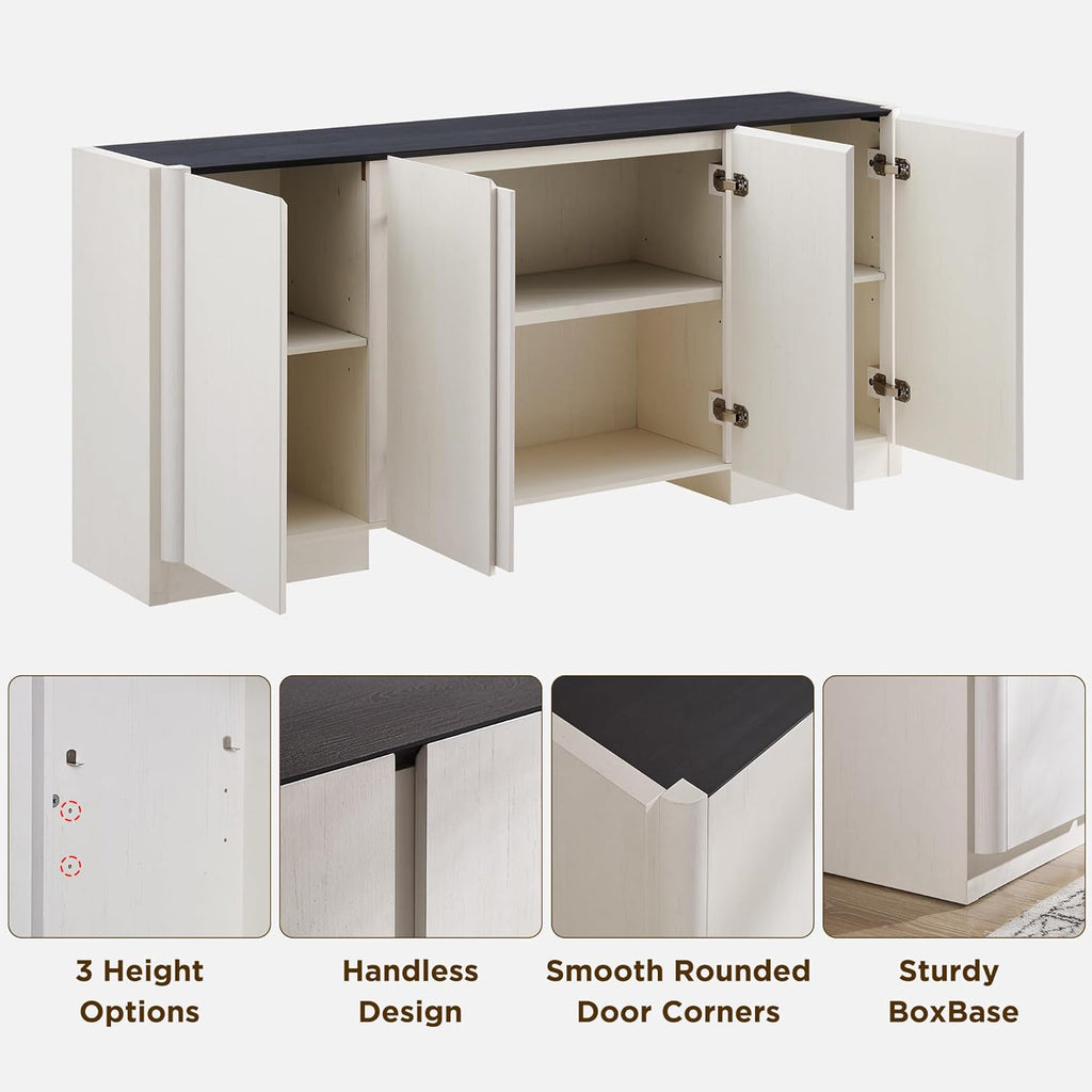 66" Large Sideboard Buffet Cabinet with Storage, 30" Tall Modern Kitchen Storage Cabinet, Adjustbale Shelf, Coffee Bar
