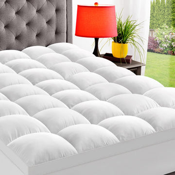 Queen Mattress Topper, Extra Thick Pillow Top Mattress Pad Cover | Plush soft breathable bed topper for back pain