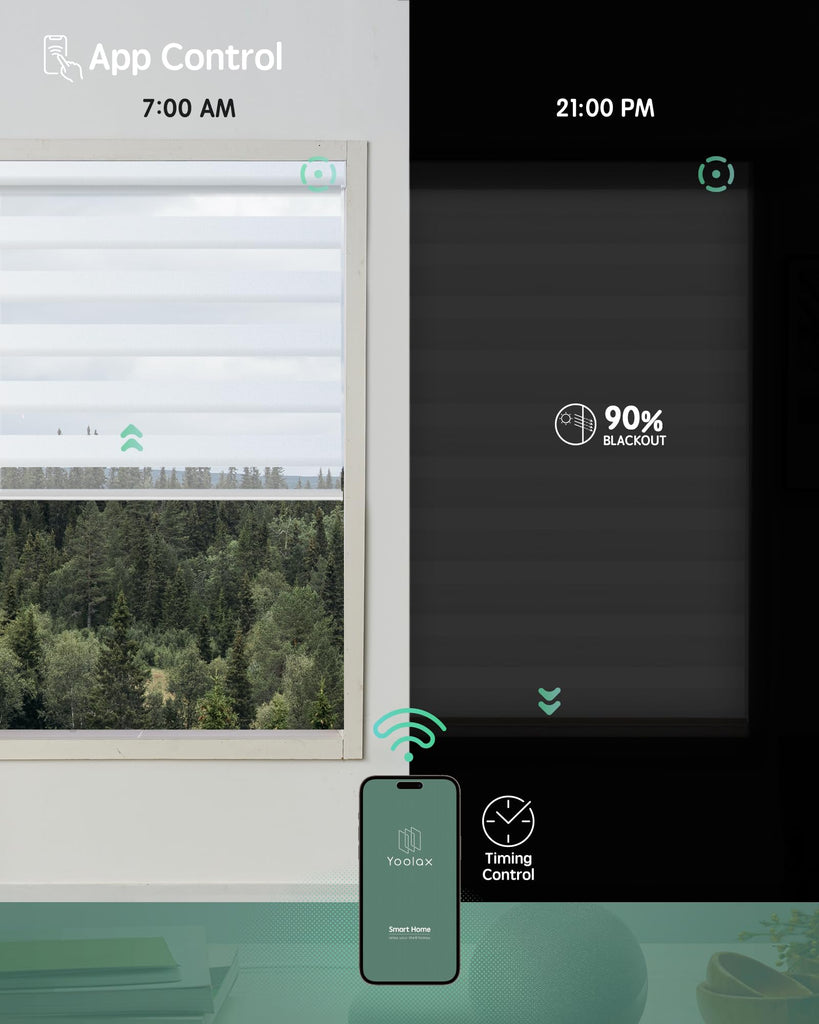 Motorized Zebra Blinds with Remote, Room Darkening Smart Blinds