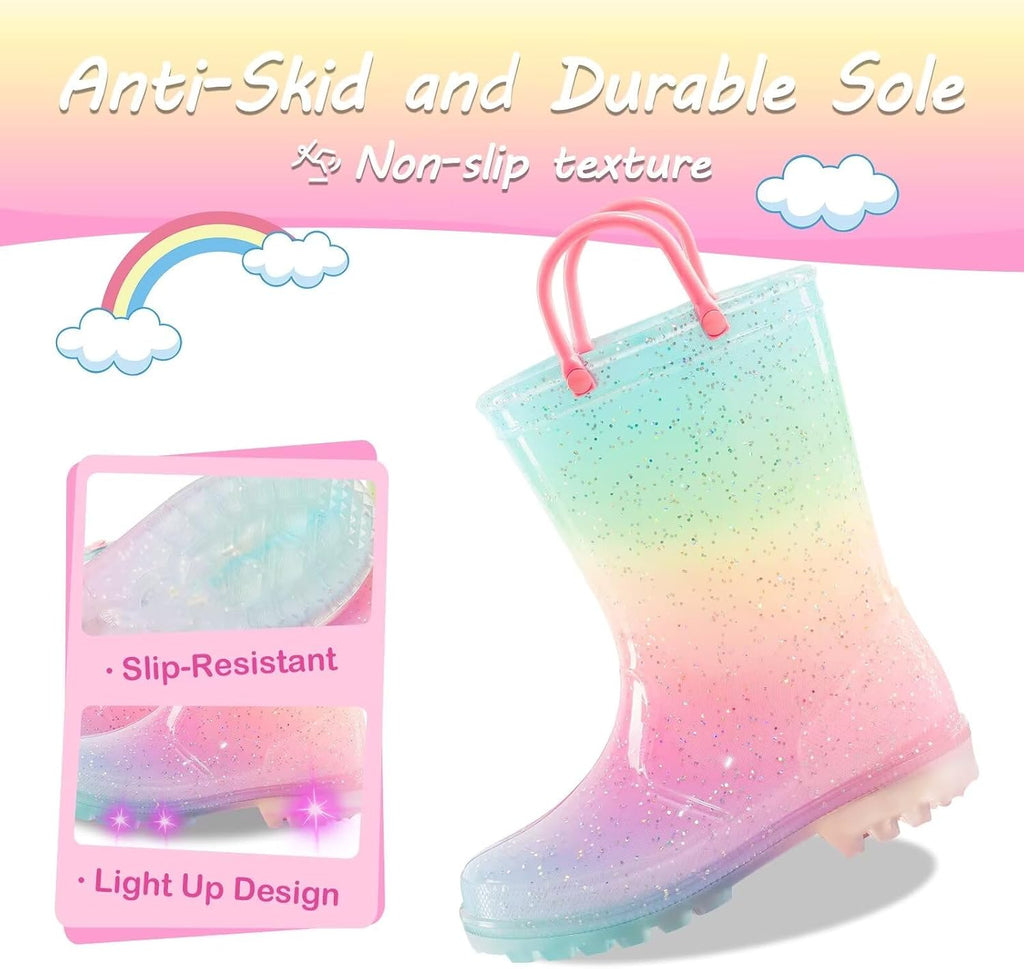 Kids Toddler Light Up Rain Boots for Boys & Girls