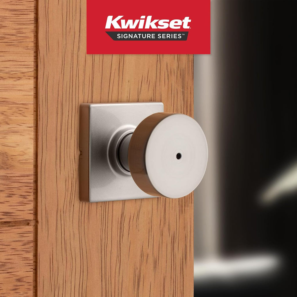 Pismo Interior Privacy Door Knob with Lock, Door Handle , Satin Nickel Keyless Turn Lock Doorknob, with Antimicrobial Protection