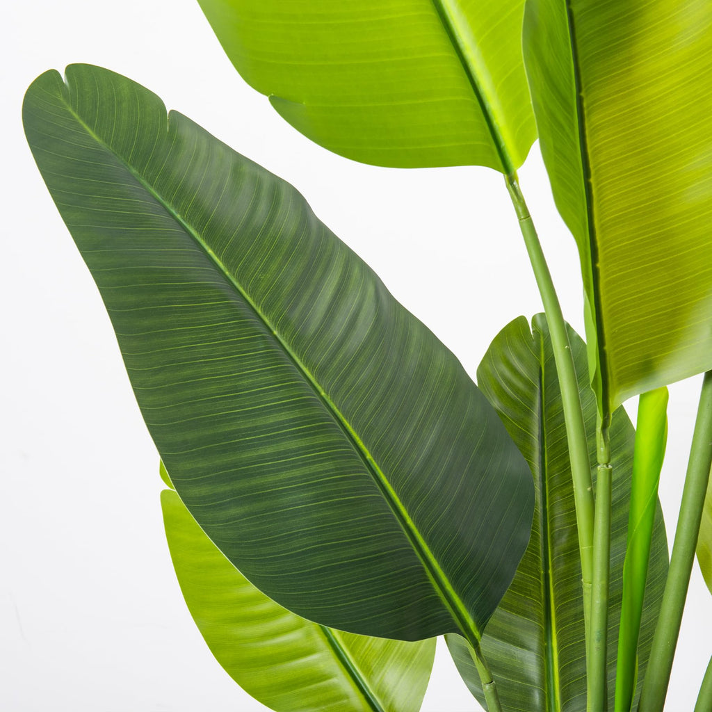 Bird of Paradise Plant Artificial 5ft, Faux Plants Indoor with White Planter, Fake Tree with Lifelike Leaves, The