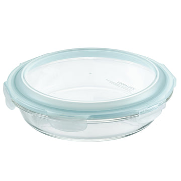 & LOCK Purely Better Glass Round Pie Baking Dish/Food Storage Container with Lid, 9.5 Inch, Clear