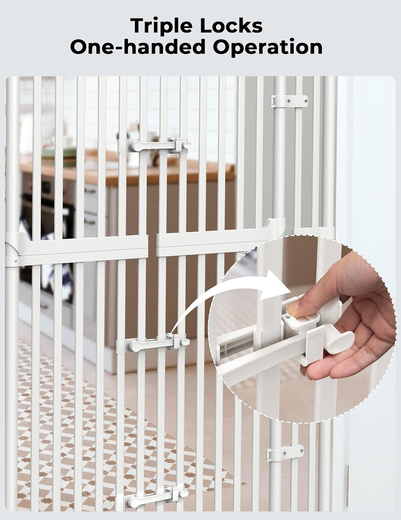 Extra Tall Cat Gate for Doorway: 74.8"-90.5" Tall Cat Gates for Pet 30.3"-38.2" Wide Pressure Mount No Wall Drilling