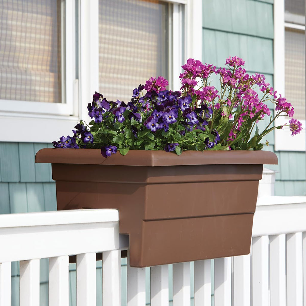 Countryside Railing Planter Box, 24 Inch, Brown