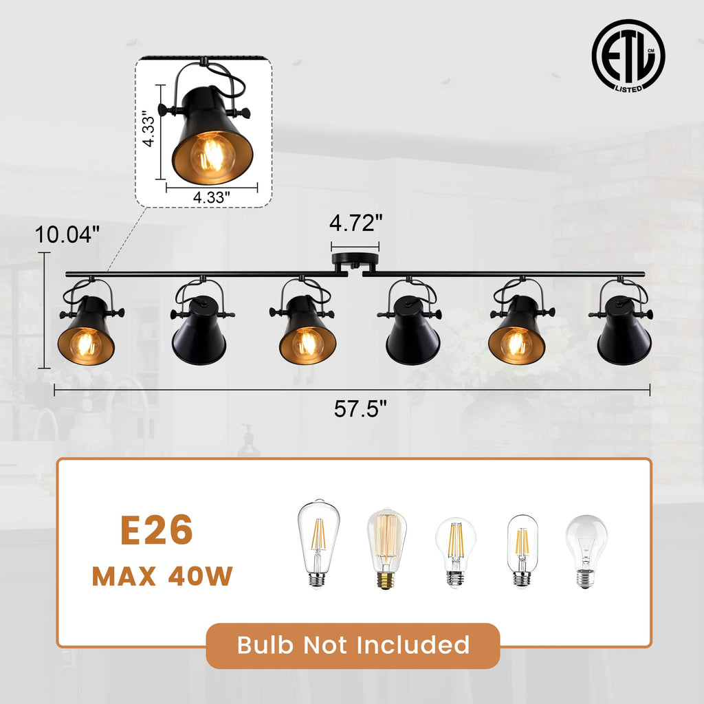 Track Lighting Fixtures Ceiling Kitchen Rustic Track Light 6 Light-57