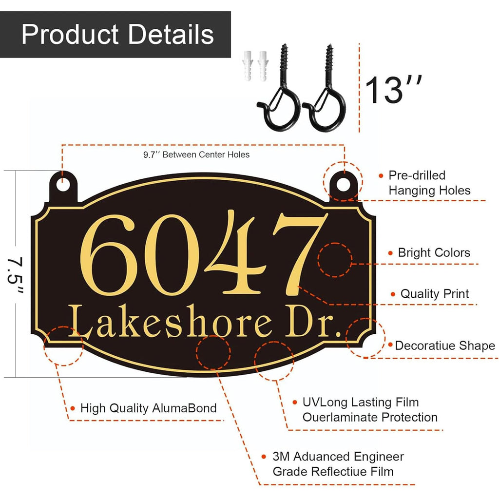 Mailbox Number Sign Plaque Hanging - Mailbox Numbers for Outside - Double Sided Mailbox Address Sign for