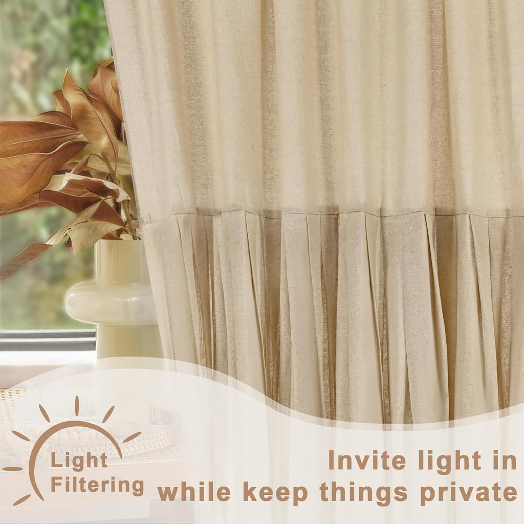 Linen Valances for Windows Farmhouse Window Valances with Ruffle Rustic Country Light Filtering Kitchen Valance