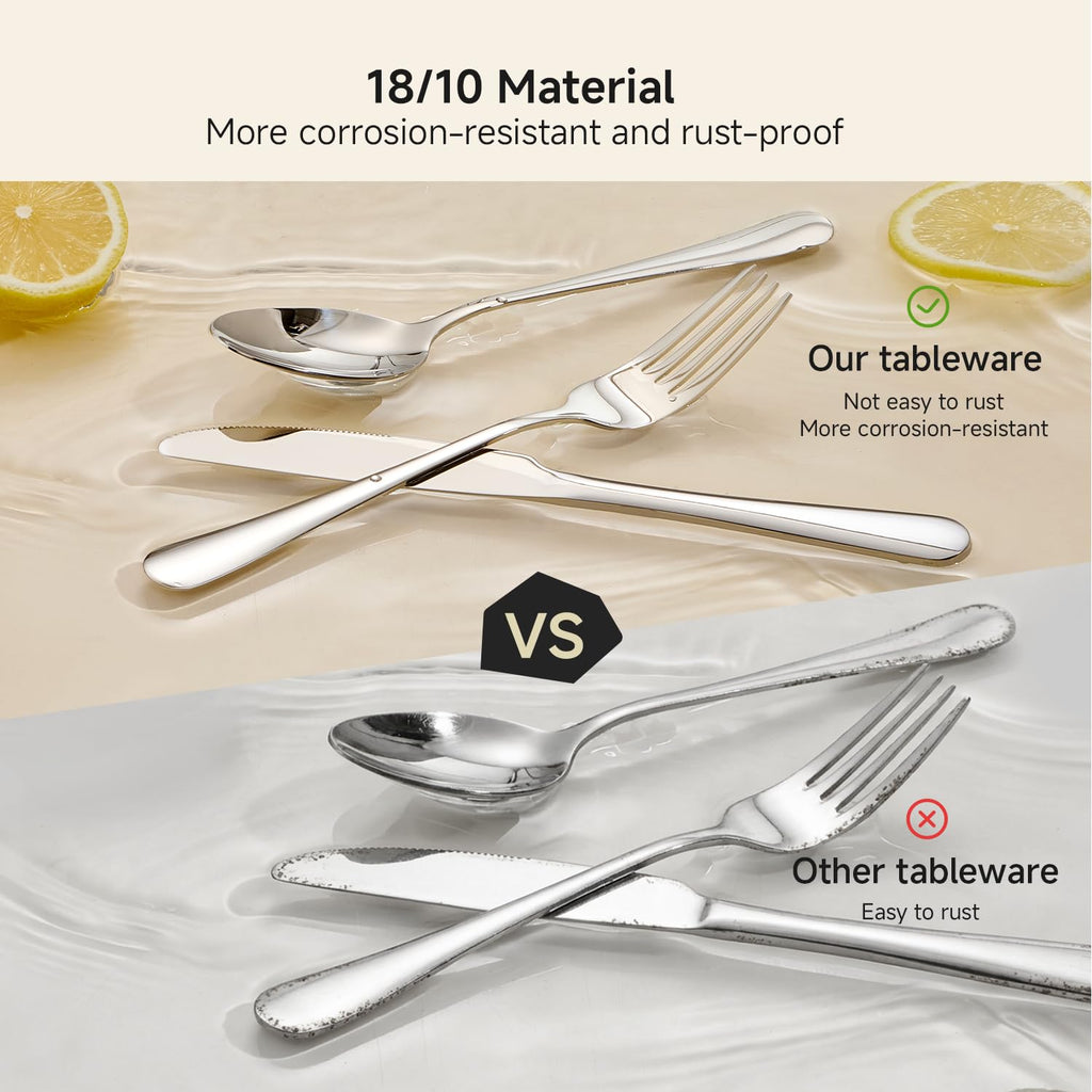 Silverware Set for 12, 60 Piece Heavy Duty 18/10 Stainless Steel Flatware Set, Mirror Polished Cutlery Utensils with