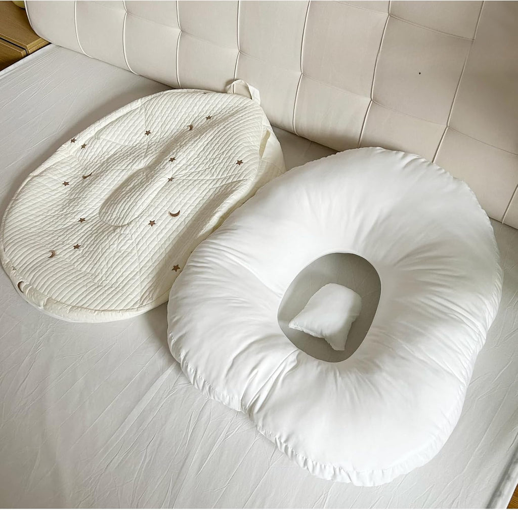 Large Nest Pillow with Cotton Cover, Skin Friendly Lounger Pillow Multifunctional Soft Floor Lounger Pillow Baby