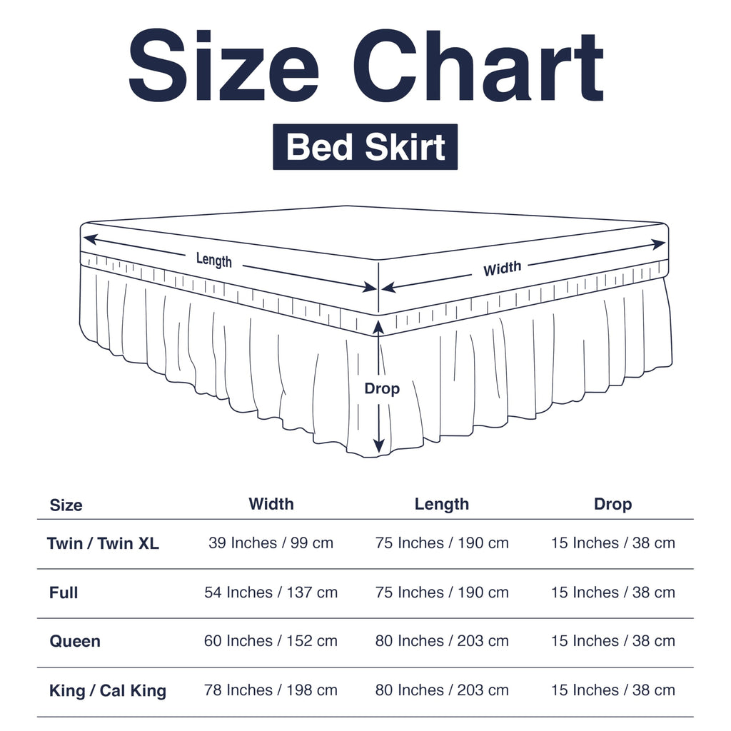 Cal King Bed Skirt, Ruffled Wrap-Around, 15" Drop, White