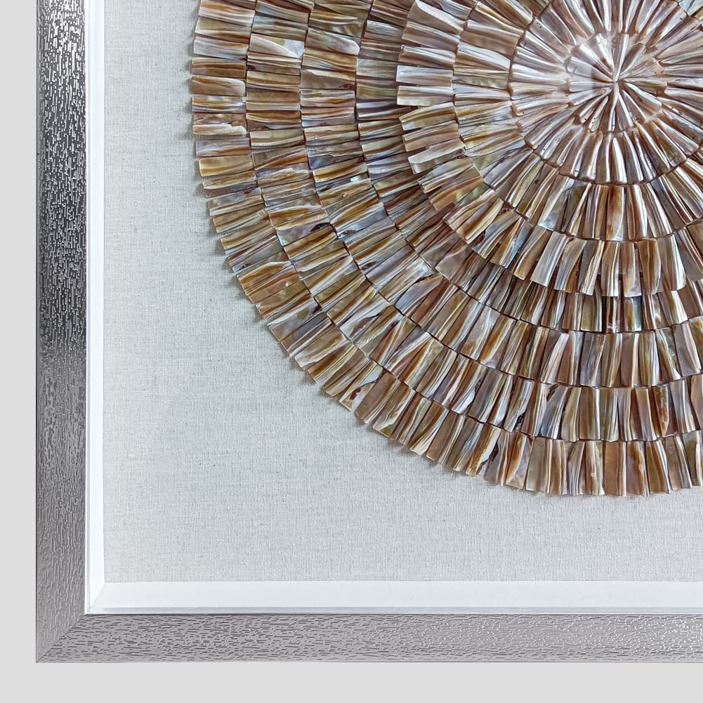 24"x24" Handmade Coastal Capiz Shell 3D Shadow Box Framed Wall Art