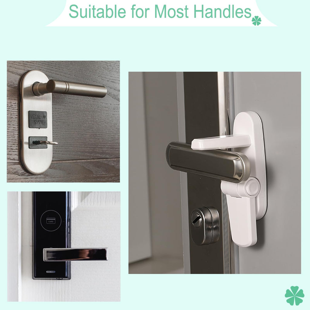 Child Proof Door Lever Lock, White, 2 Pack