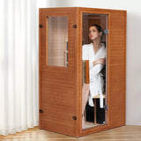 Springspa Infrared Sauna Home Sauna, Indoor Far Infrared Saunas for Home, 1 Person Canadian Hemlock Wooden Spa Room