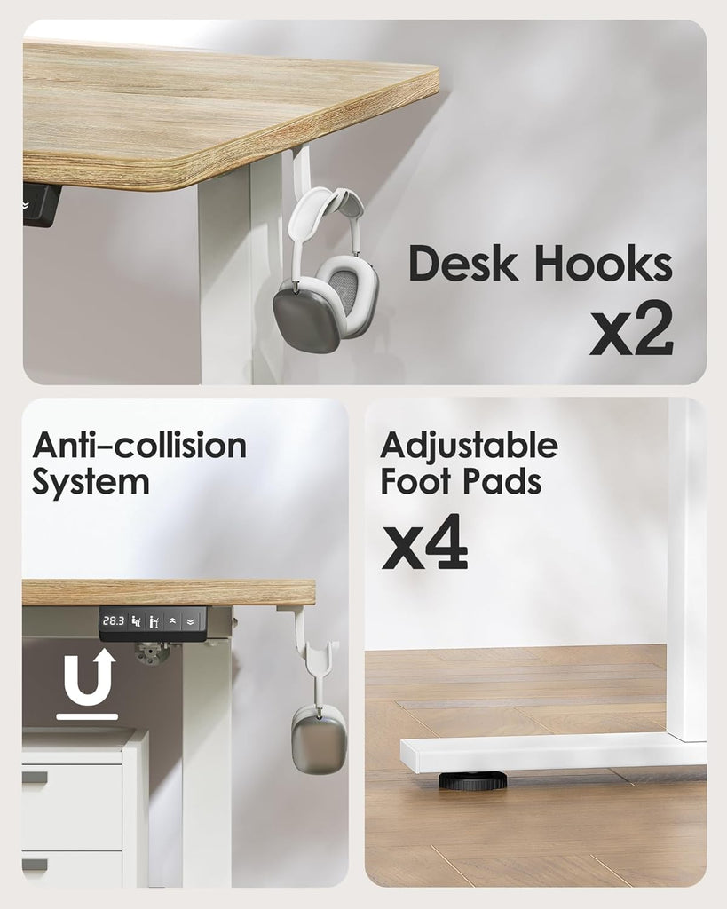 Electric Height Adjustable Standing Desk 47.2×23.6 inch, Sit Stand Desk with Splice Board, Memory Controller