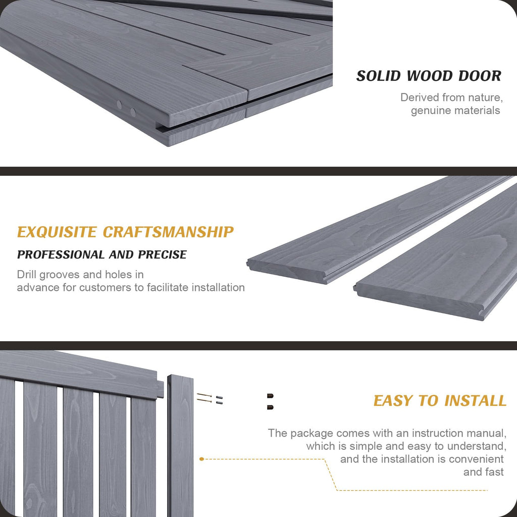 Barn Door 48 x 84 Grey Wood Door, Fit 44"-46" Opening, K Shape