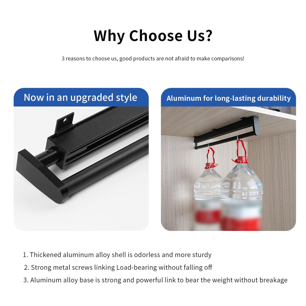 Pull out closet rod valet rod closet pull out pants rack for closet black valet rods for closets 13-3/8 inch pull out