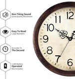 Wall Clock 14 Inch Vintage Wall Clocks Battery Operated Quartz Silent Non-Ticking Large Retro Rustic Style Decorative