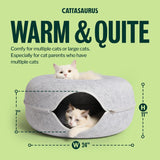 Peekaboo Cat Cave Donut for Multiple & Large Cats up to 30-45 lbs, 3-in-1 Self Warming Cat Bed