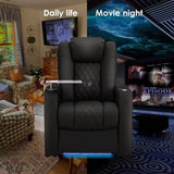 Home Theater Seating Genuine Leather Recliner Chair, Power Reclining & Headrest, USB A/C Charging Ports
