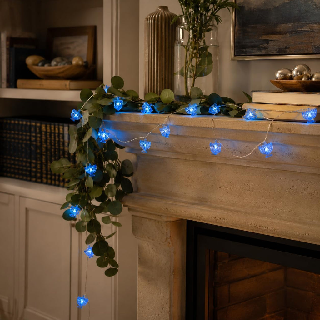 Hanukkah LED String of Lights and Dreidel Designs 10 Feet with 40 Lights (Single) - Set of 40