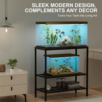 20-29 Gallon Fish Tank Stand, 3-Tier Adjustable Large Aquarium Stand, Metal Reptile Breeder Turtle Terrarium Rack