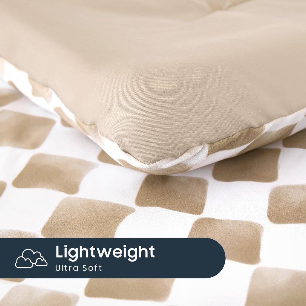Toddler Bedding Set for Boys Girls, Cute Gingham Grid Checkered, 4 Pieces Soft Crib Bed Set Including Comforter