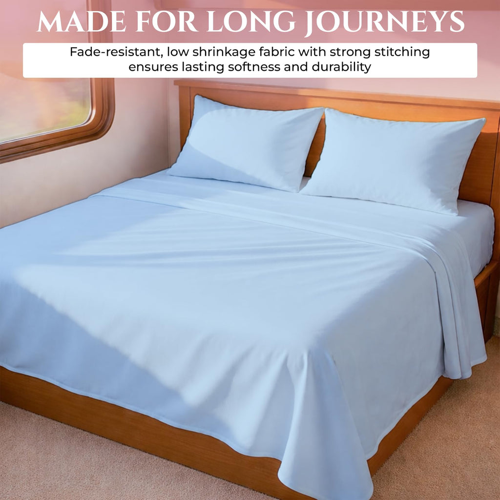 RV King (72 x 80) 400 Thread Count Egyptian Cotton Sheet Set - Sky Blue, 4 Pc Including Deep Pocket Fitted Sheet &