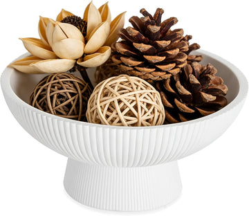 Decorative Bowl Decor: 8" Centerpiece Coffee Table Fruit Bowls Counter Resin Pedestal Key Tray