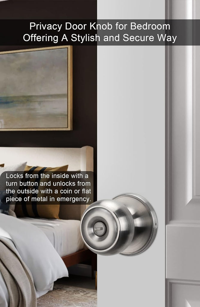 Brushed Nickel Door Knobs Interior Door Knobs Privacy 6 Pack