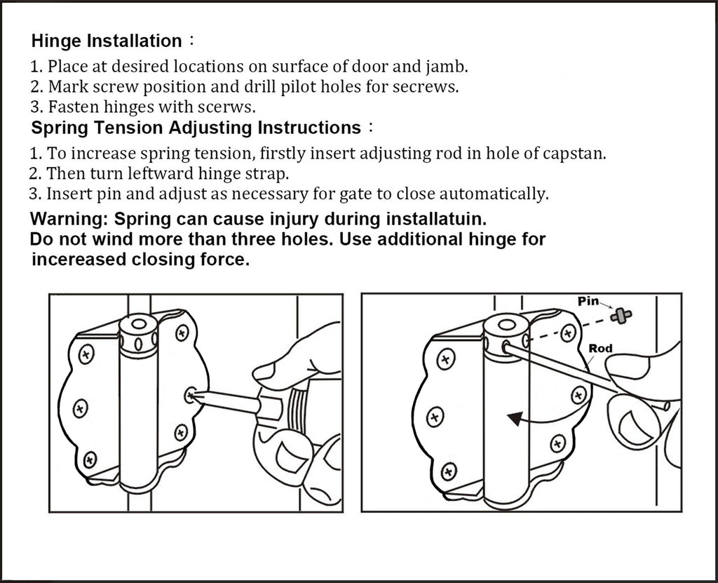 Door Spring Hinges, 2-3/4", Each Set Including 2 PCS Self Closing and 1 PC Adjustable Self Closing Door Hinge, Black