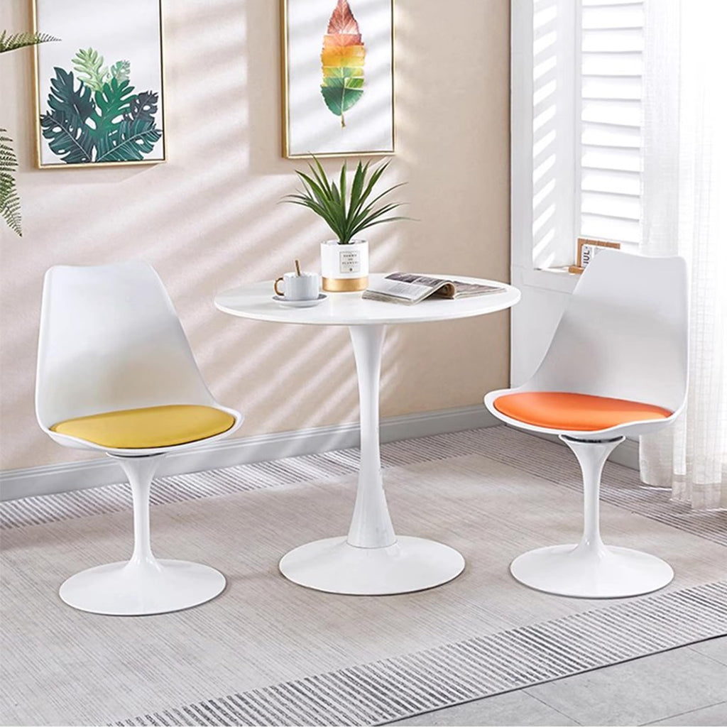 Inspired Saarinen Style Swivel Tulip Side Chair with Backrest, Multi-Colour Leather Soft Cushion Armless Dining Chairs Office Living Room