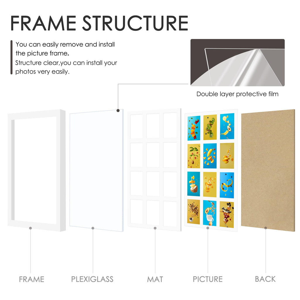 14x26 Collage Frame For 12 4x6 Photos White