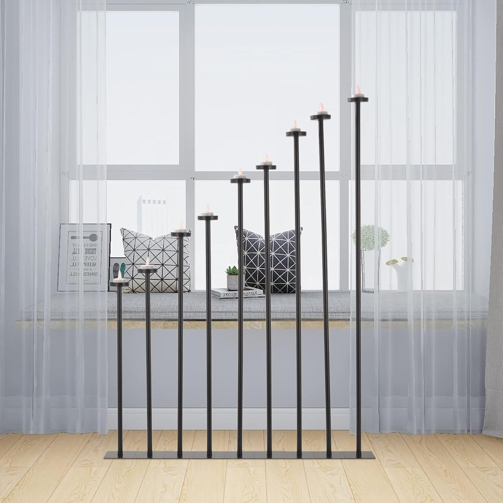 Tall Floor Candle Holders for 9 Arm Candlesticks, Metal Iron Black Candelabrallar Tealight Candles on Party Reception