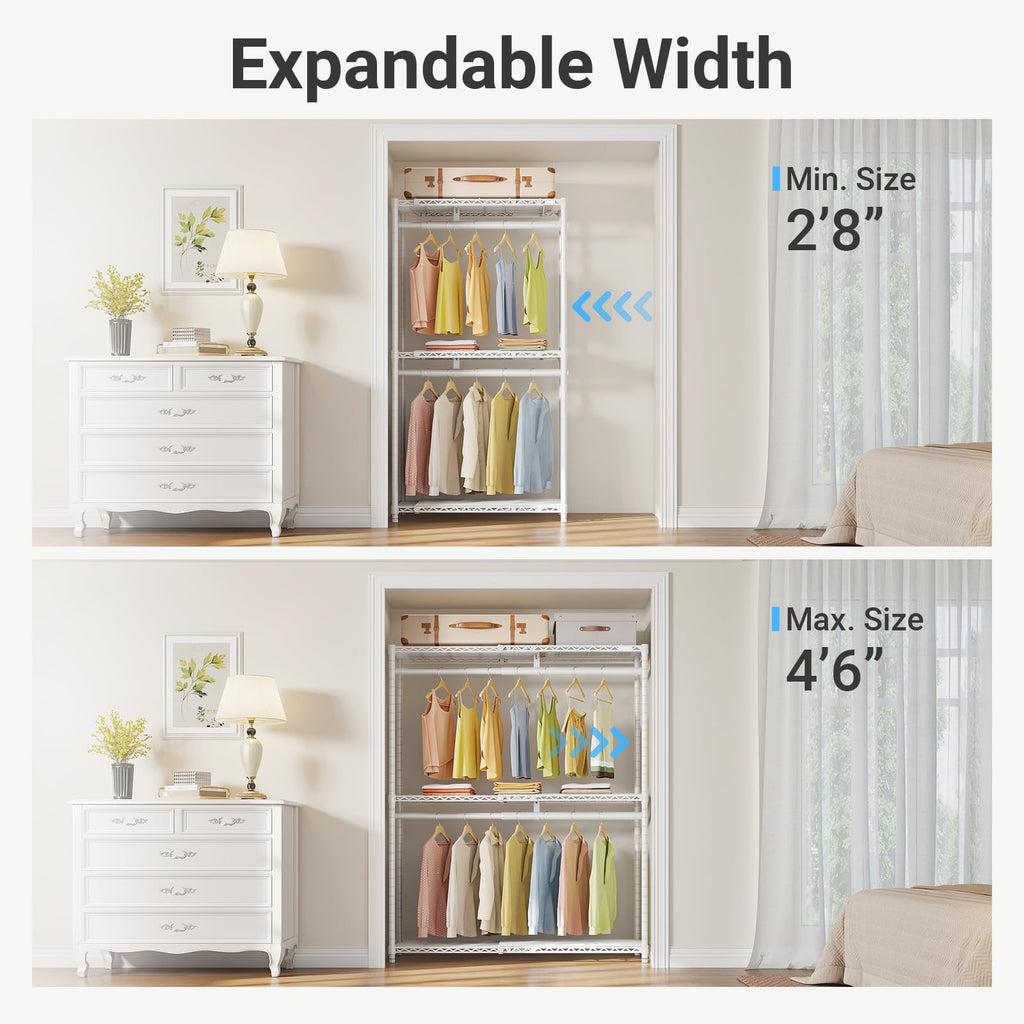 X1 Plus Expandable Heavy Duty Clothes Rack, Clothes Organizer White