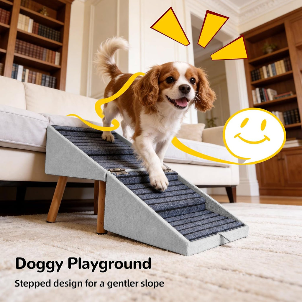 Dog Stairs for Small Dogs, 2-in-1 Dog Safety Ramp and Ottoman, 17.13" H
