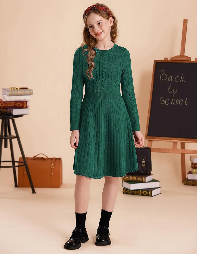Girls Fall Sweater Dress Long Sleeve Knit Dresses