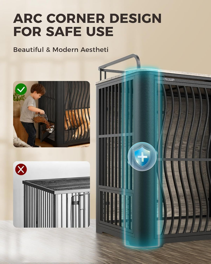 48-Inch Dog Crate Furniture for Large Dogs, Heavy Duty Wood Dog Kennel Furniture Indoor for Large and Medium Dogs