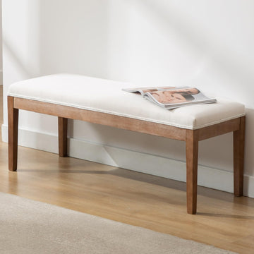 Padded Entryway Bench Linen Upholstered Dining Table Benches Farmhouse Shoe Bench Seat Bedroom End of Bed Vintage