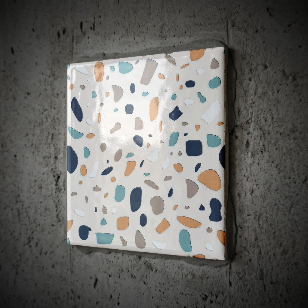 White with Multi-Color Pattern in Terrazzo 6 Inch Ceramic Tile
