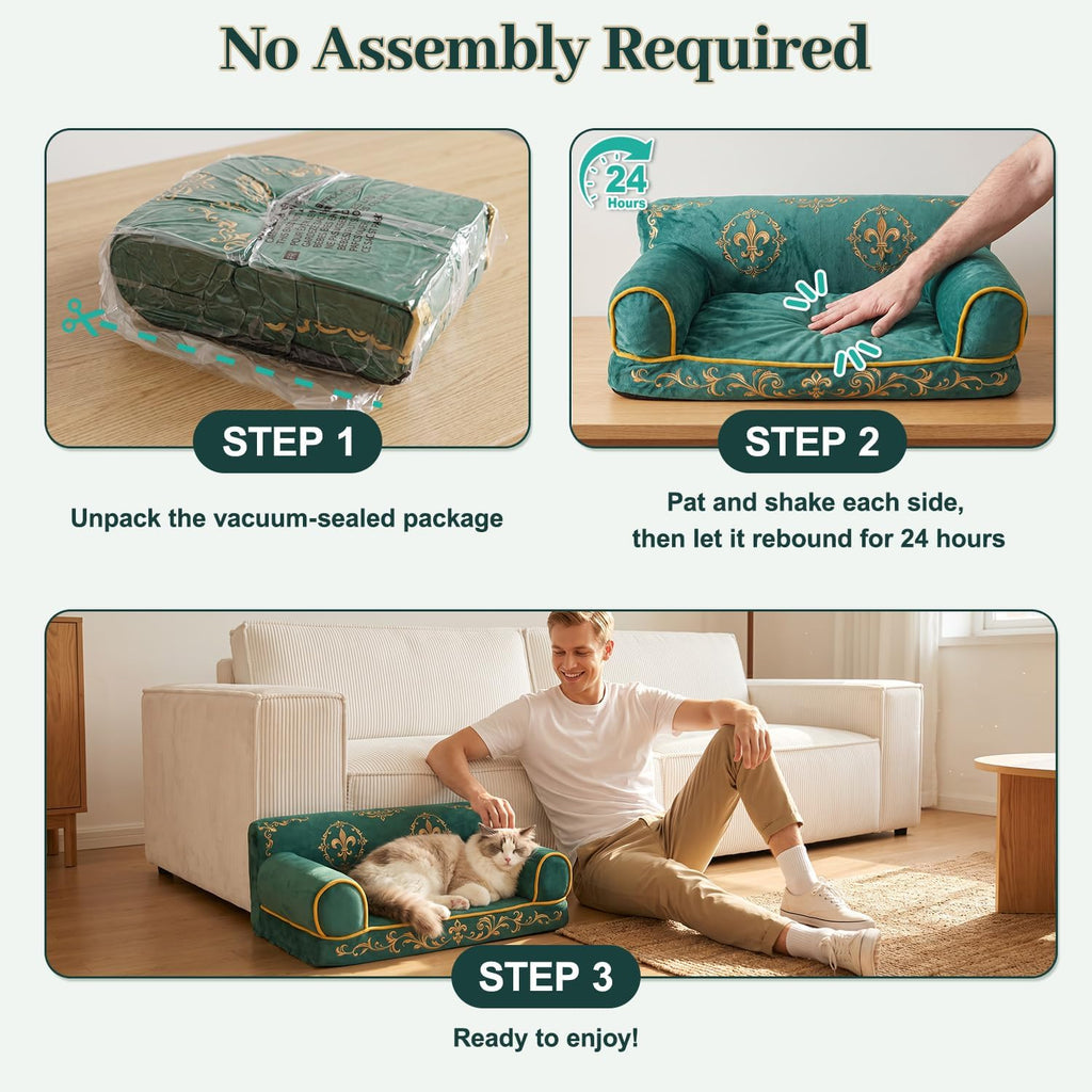 Luxury Cat Couch Bed for Indoor Cats, Cozy Pet Sofa, 24 Inch